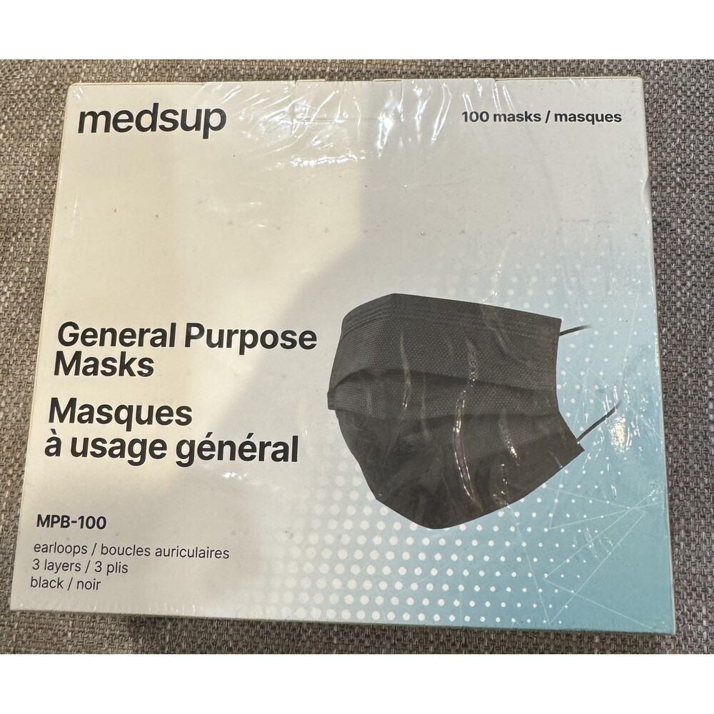 New Pack Medsup Black Facial Medical Masks 100 Pack